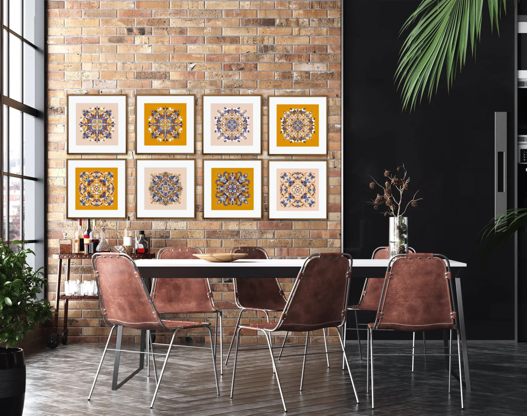 Mandala painting bundle prints in interior