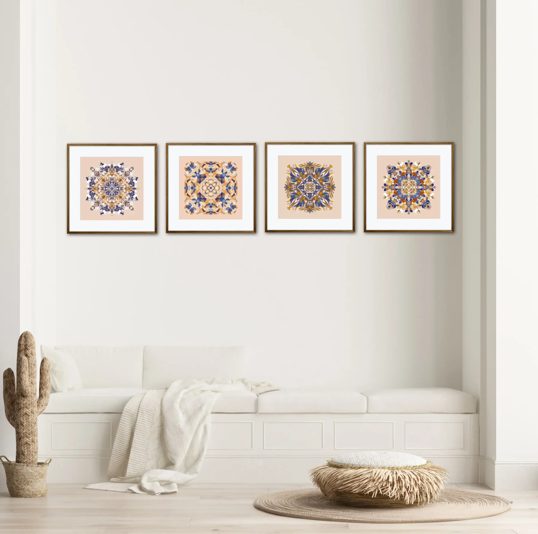 Boho wall art prints in living room