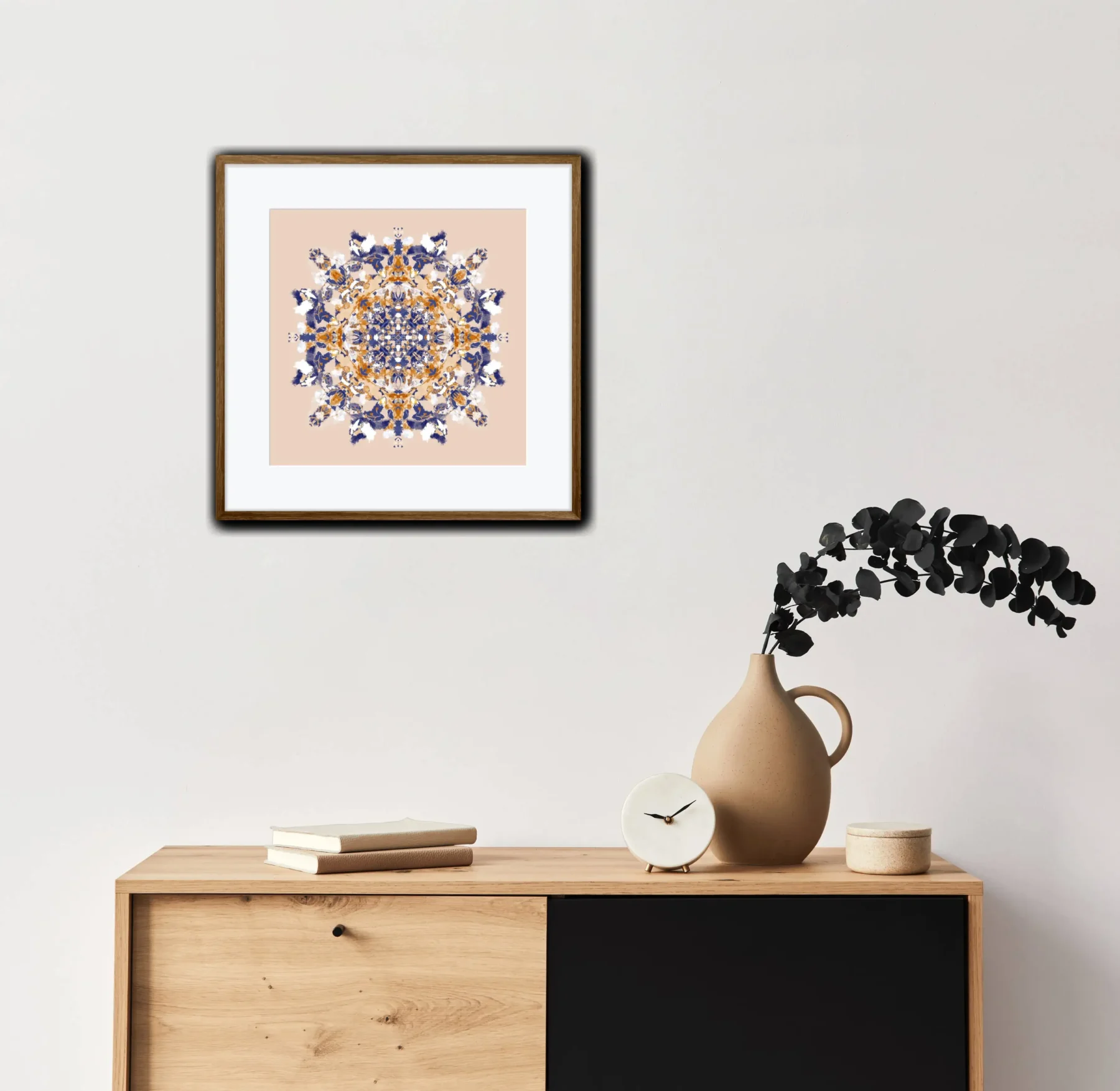 Bohemian Art Print with Mandala art in interior