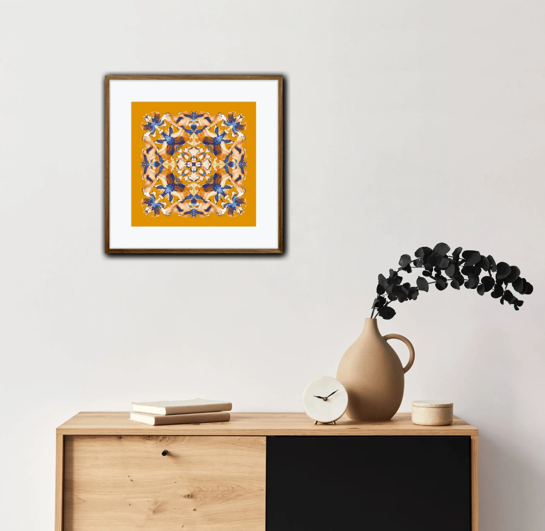 Bohemian Art Print with Mandala art in interior