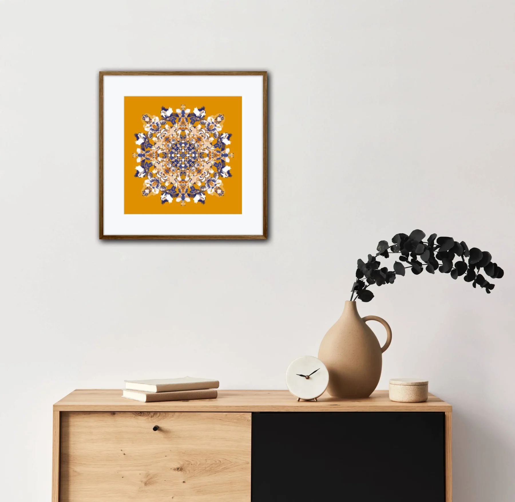 Bohemian Art Print with Mandala art in interior