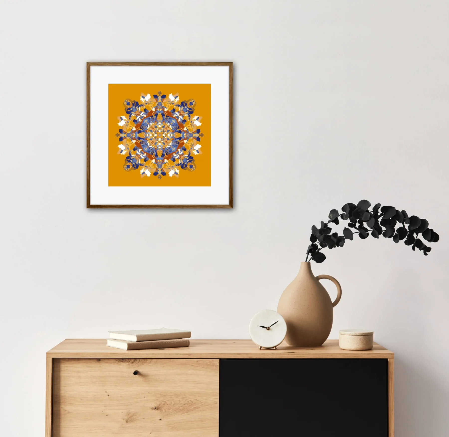 Boho wall art print in living room