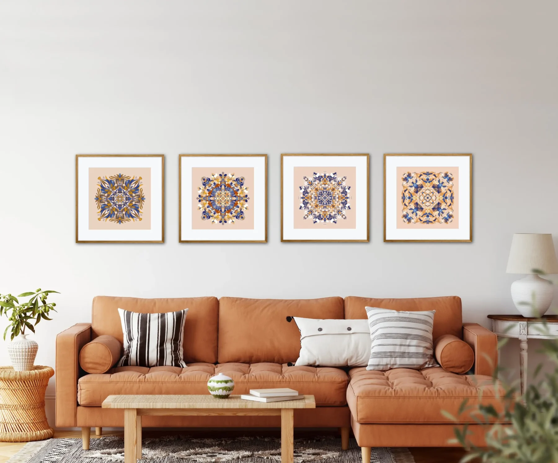 Set of 4 Art Prints with Calming Mandala Paintings