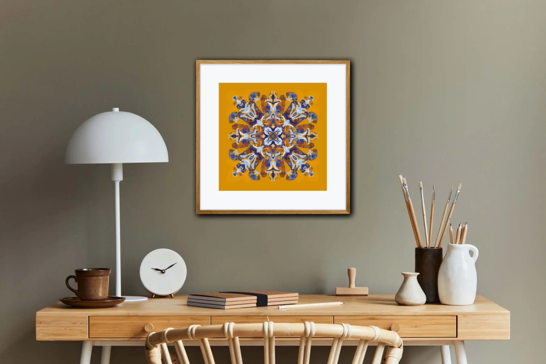 Bohemian Art Print with Mandala art in interior