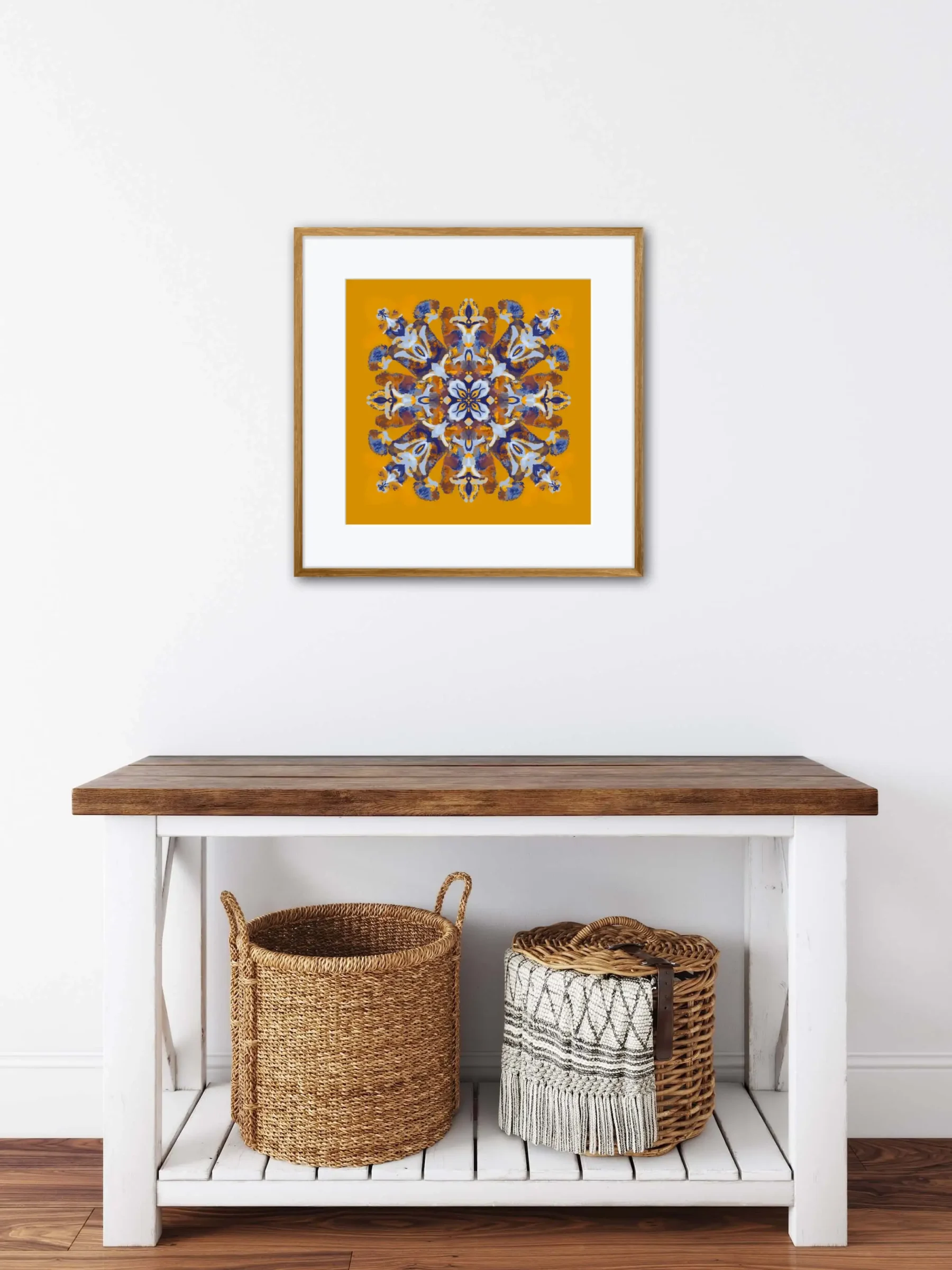 Hygge decor art print for home with earth mandala