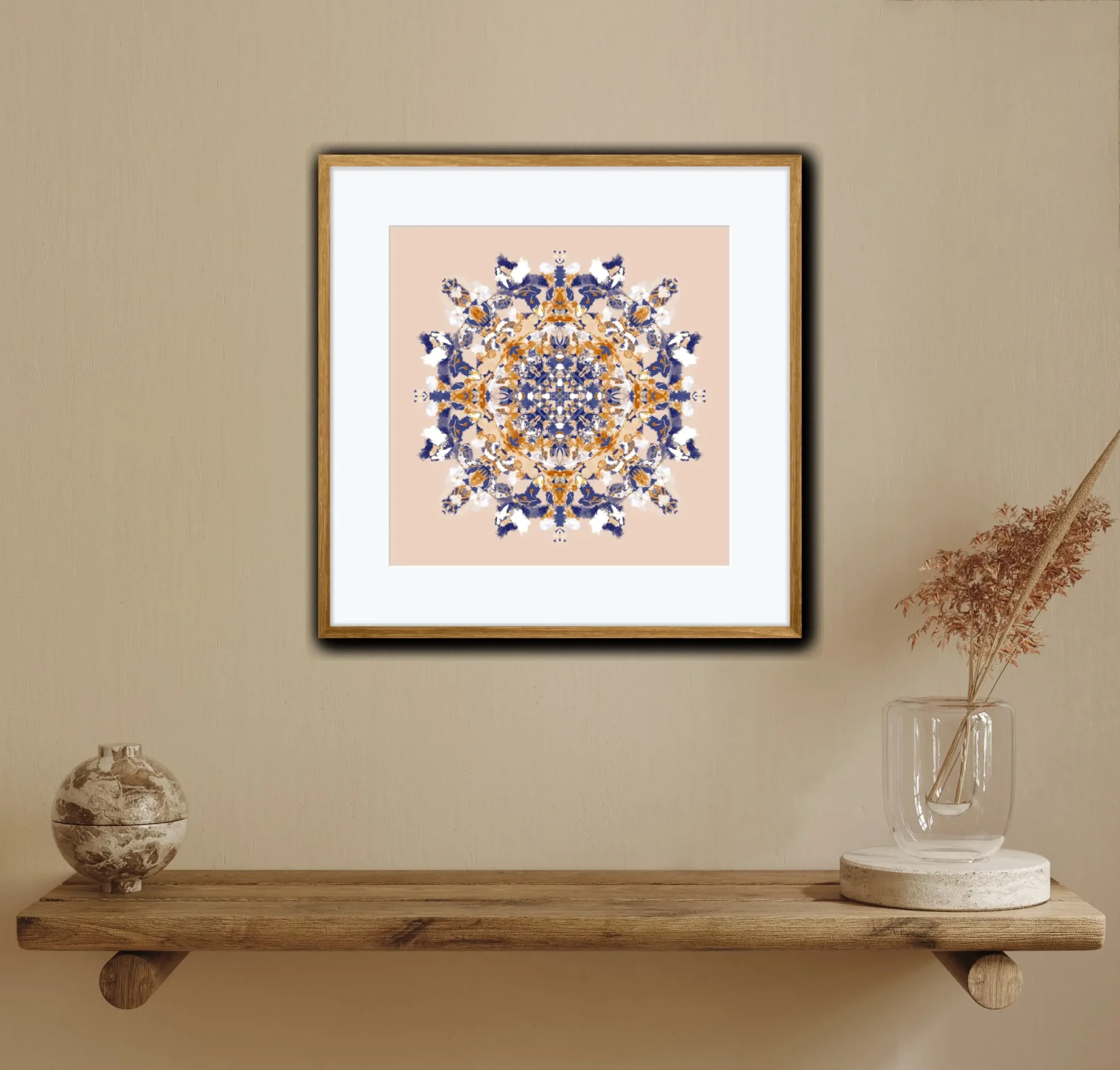 Bohemian Art Print with Mandala art in interior