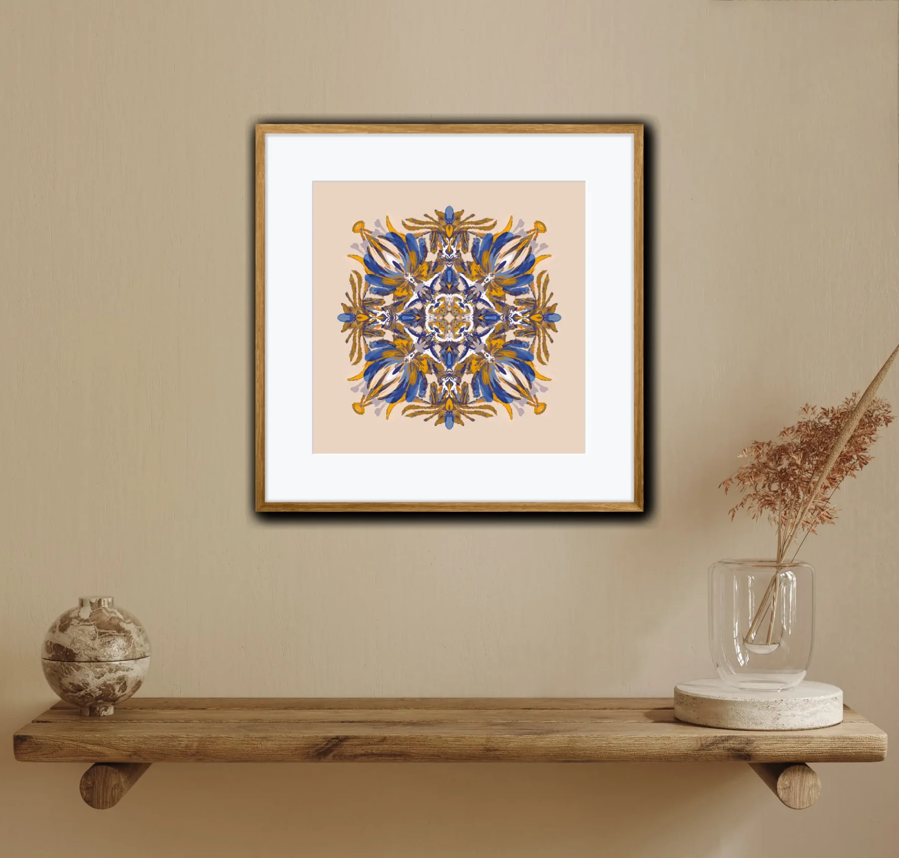 Bohemian Art Print with Mandala art in interior