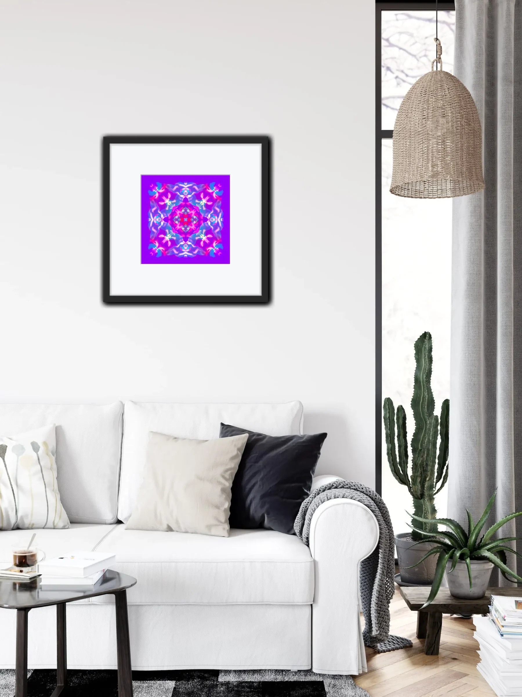 Bright Purple mandala art print for home decor