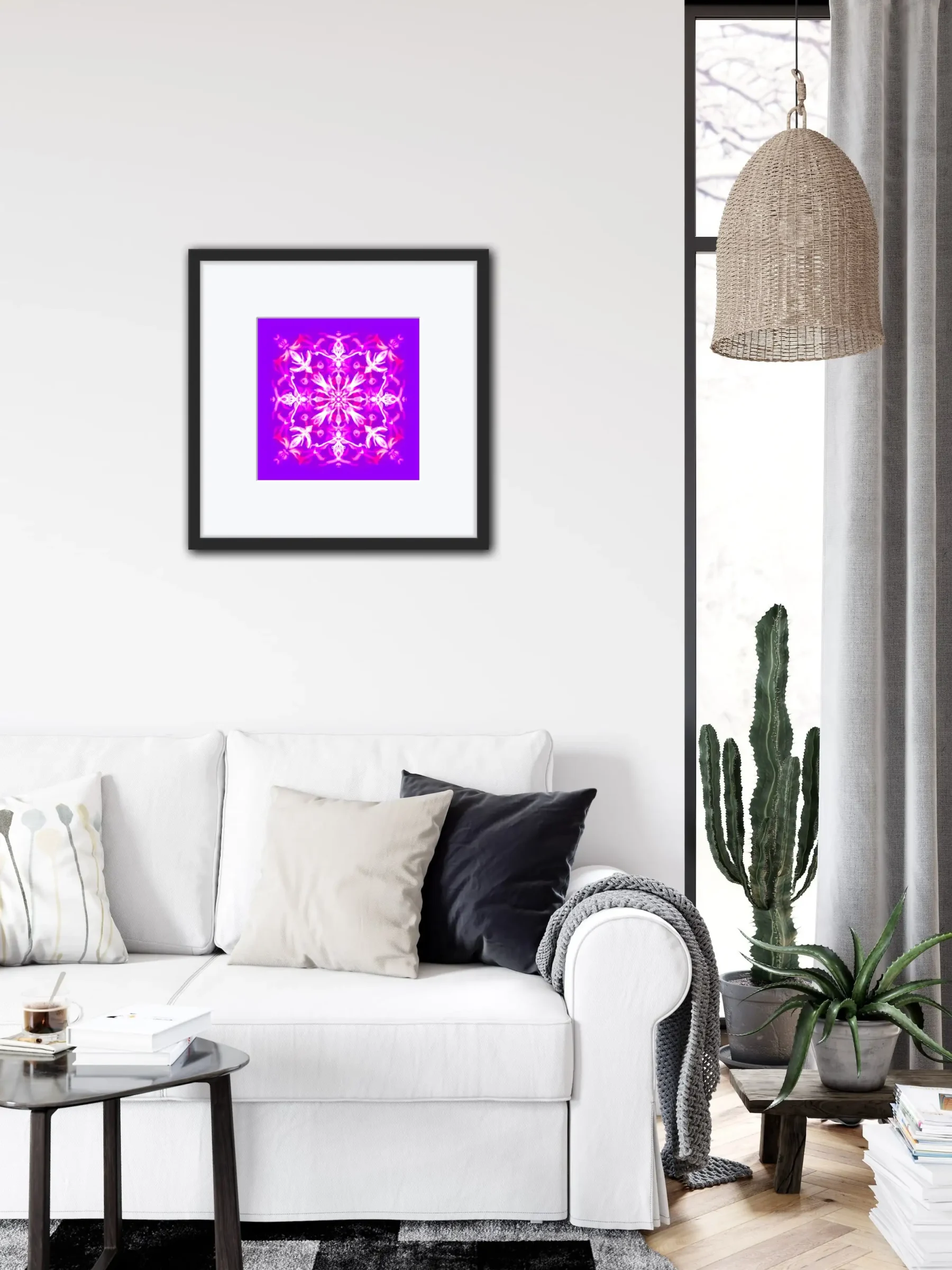 Purple mandala art print for home decor