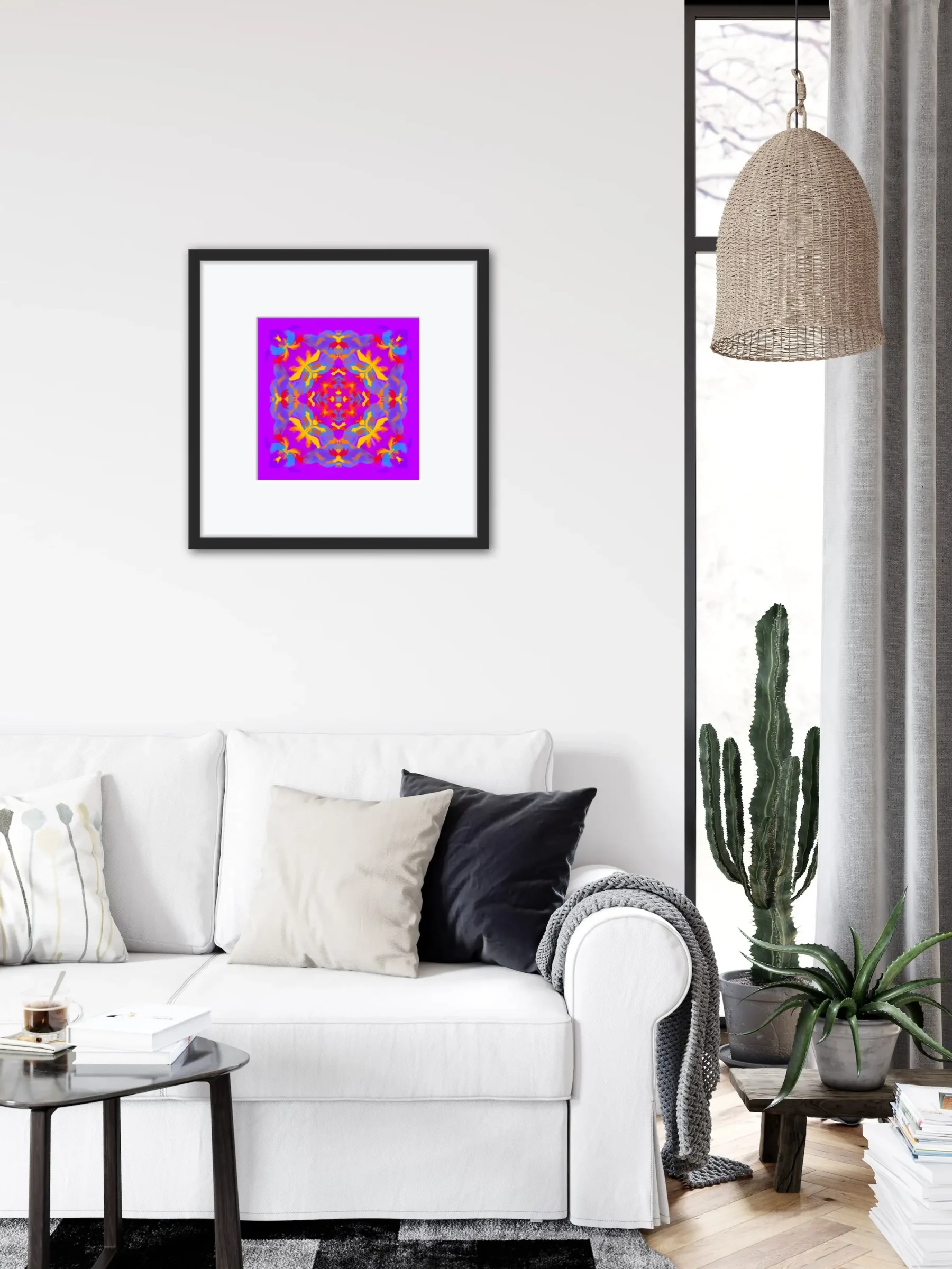 Boho wall art print in living room