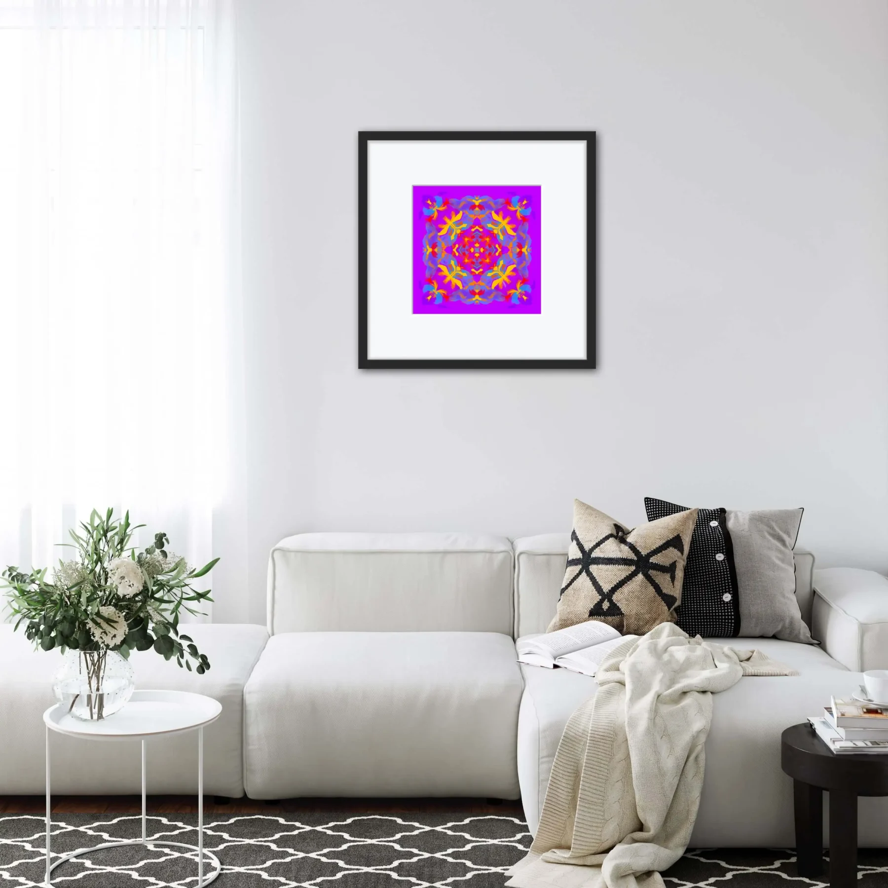 Bright Abstract Wall Art Print in Living Room