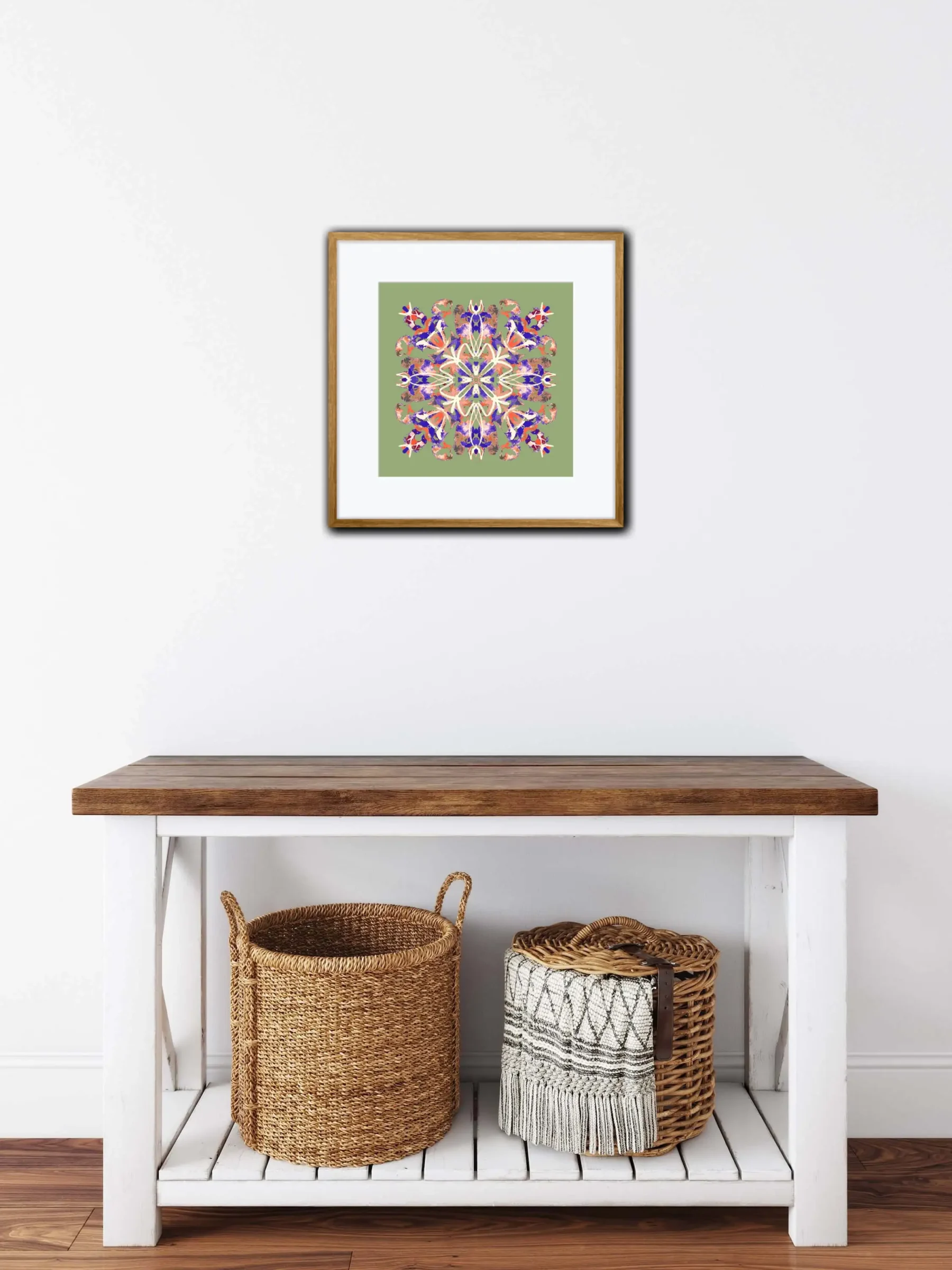 Boho wall art print in living room