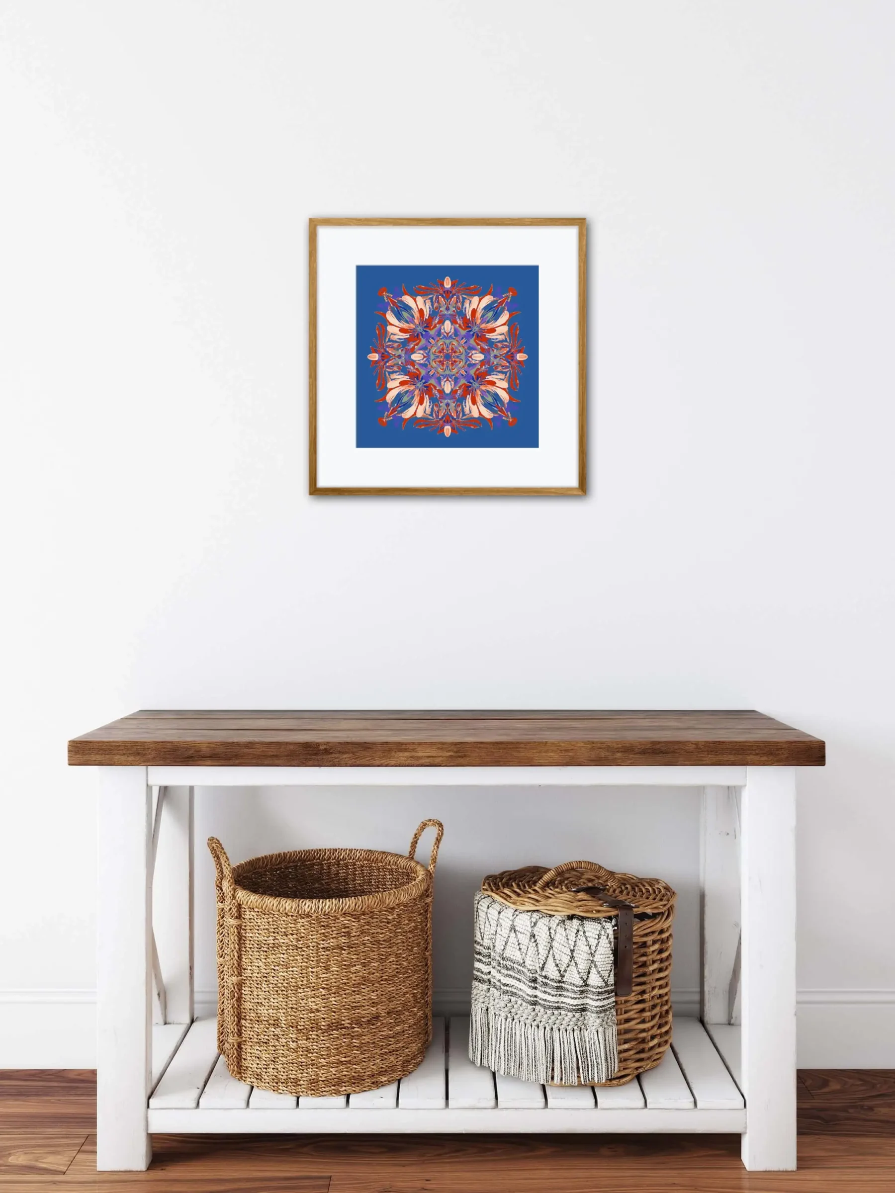 Boho wall art print in living room