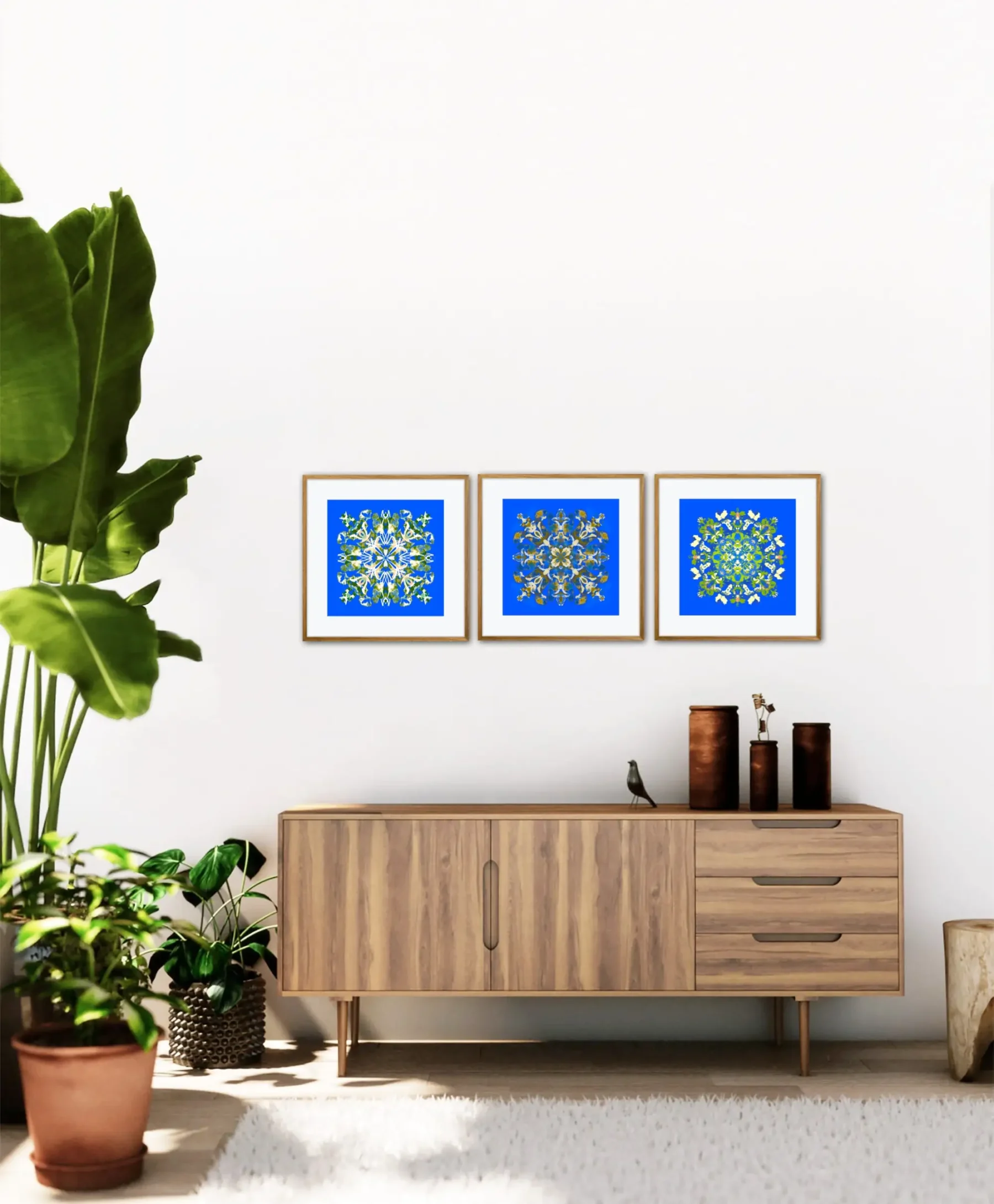 Set of 3 Art Prints with Colorful Mandala Paintings