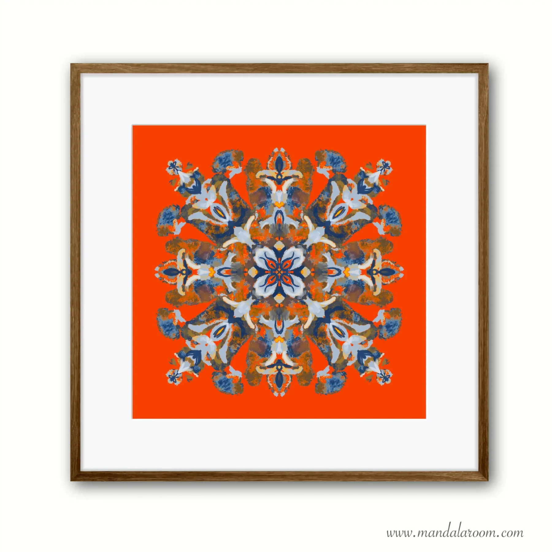 Orange Bohemian Mandala Wall art print