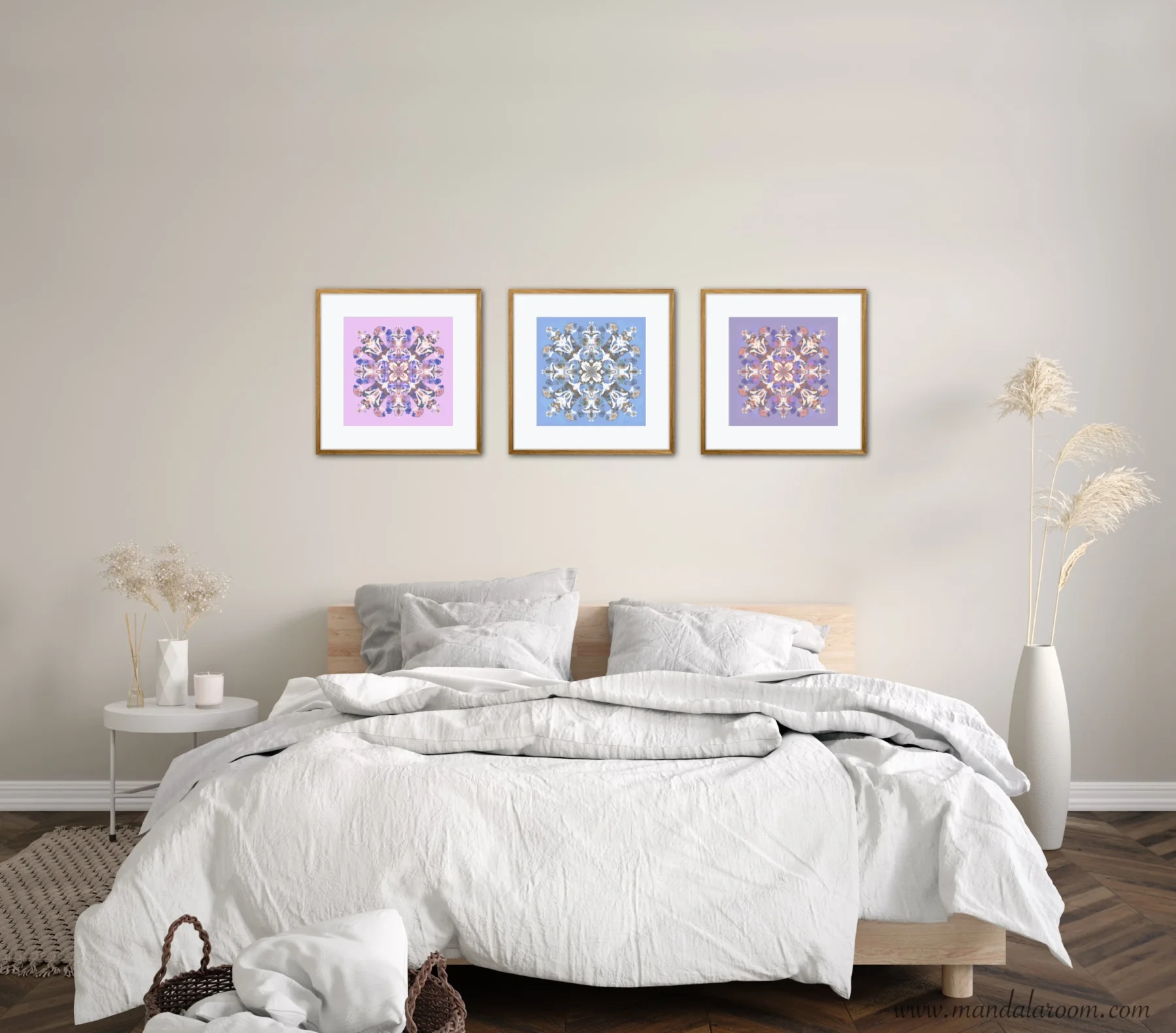 Set of 3 Bohemian mandala wall art prints giclee prints for home decor