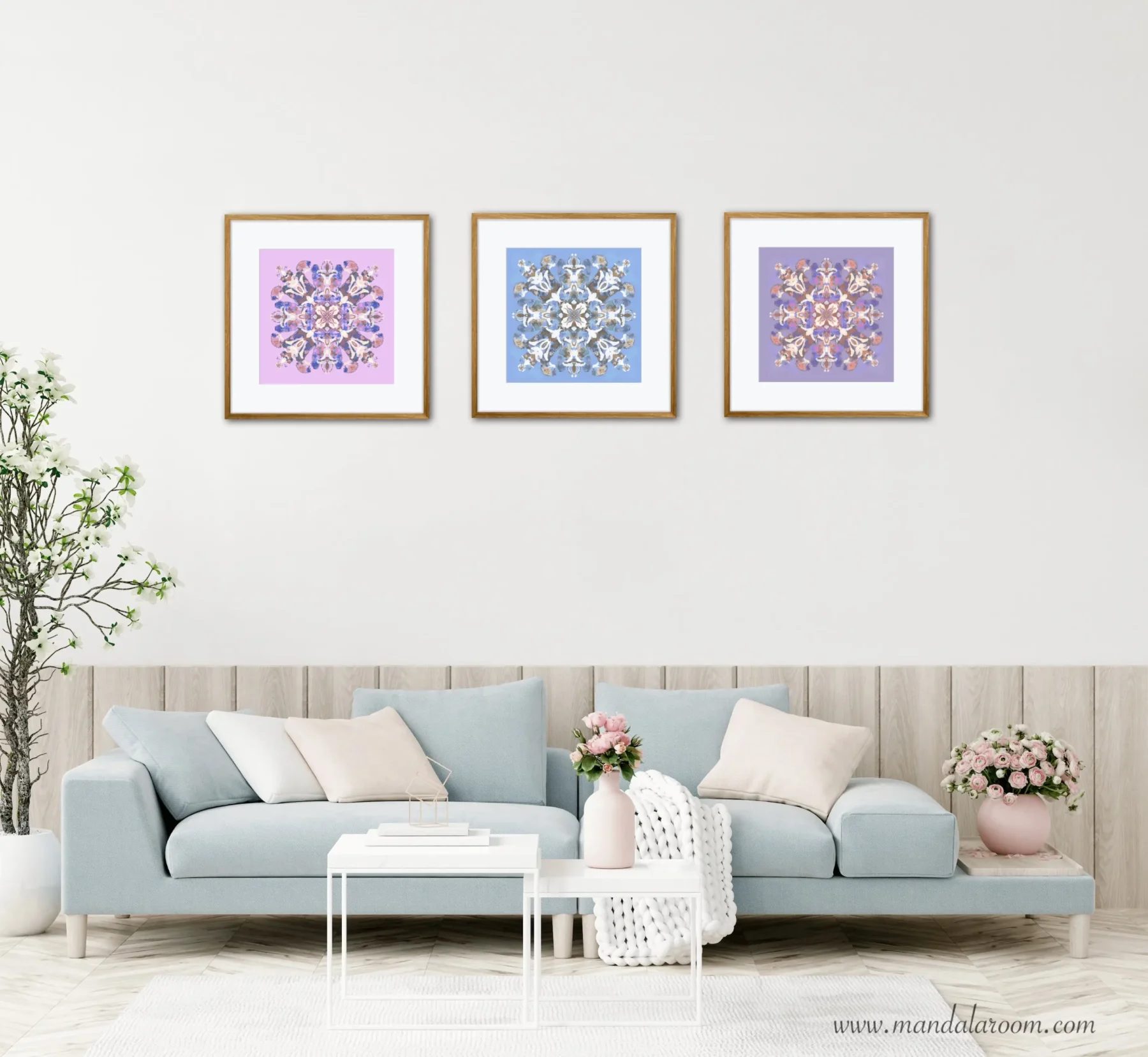 Romantic Mandala painting Art Print set of 3 wall art prints for home decor