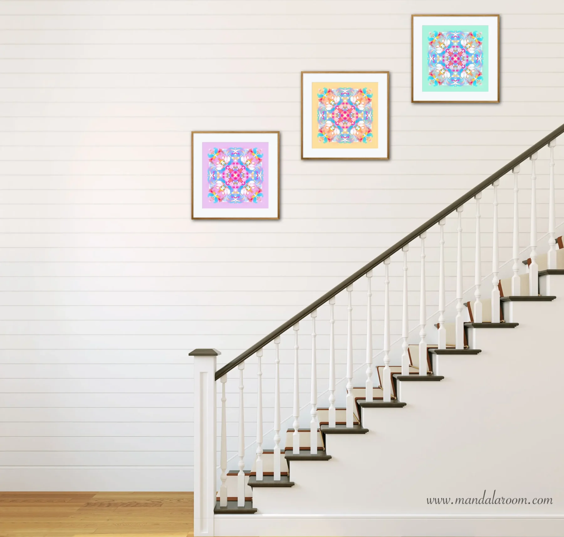 Set of 3 Bohemian wall art mandala painting prints for home