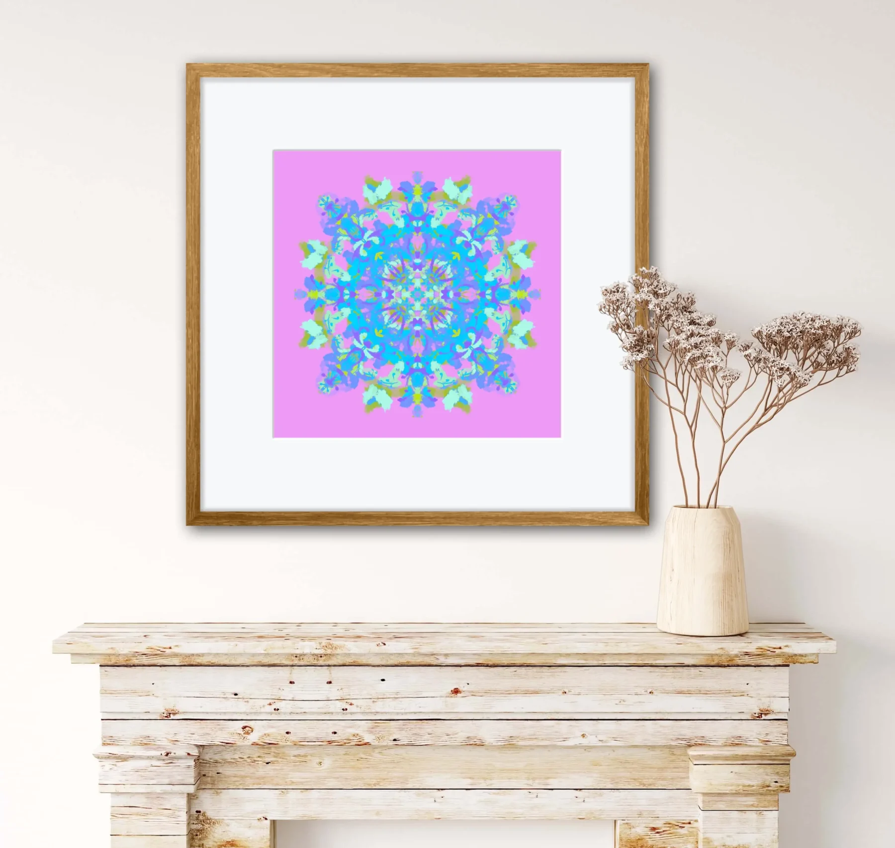 Romantic Mandala Art Print for contemporary home decor