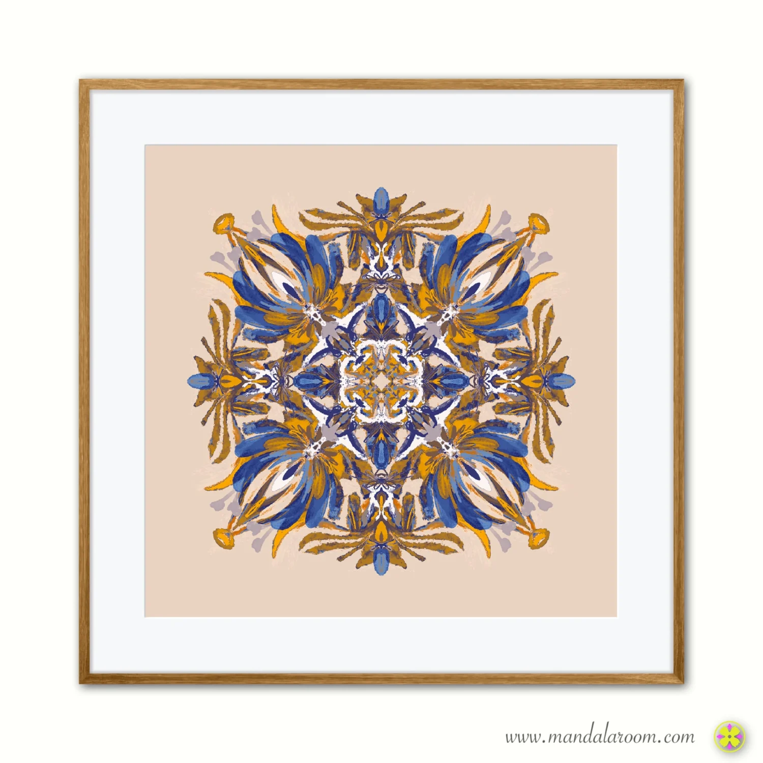 Colorful mandala wall art print in earthy brown tones