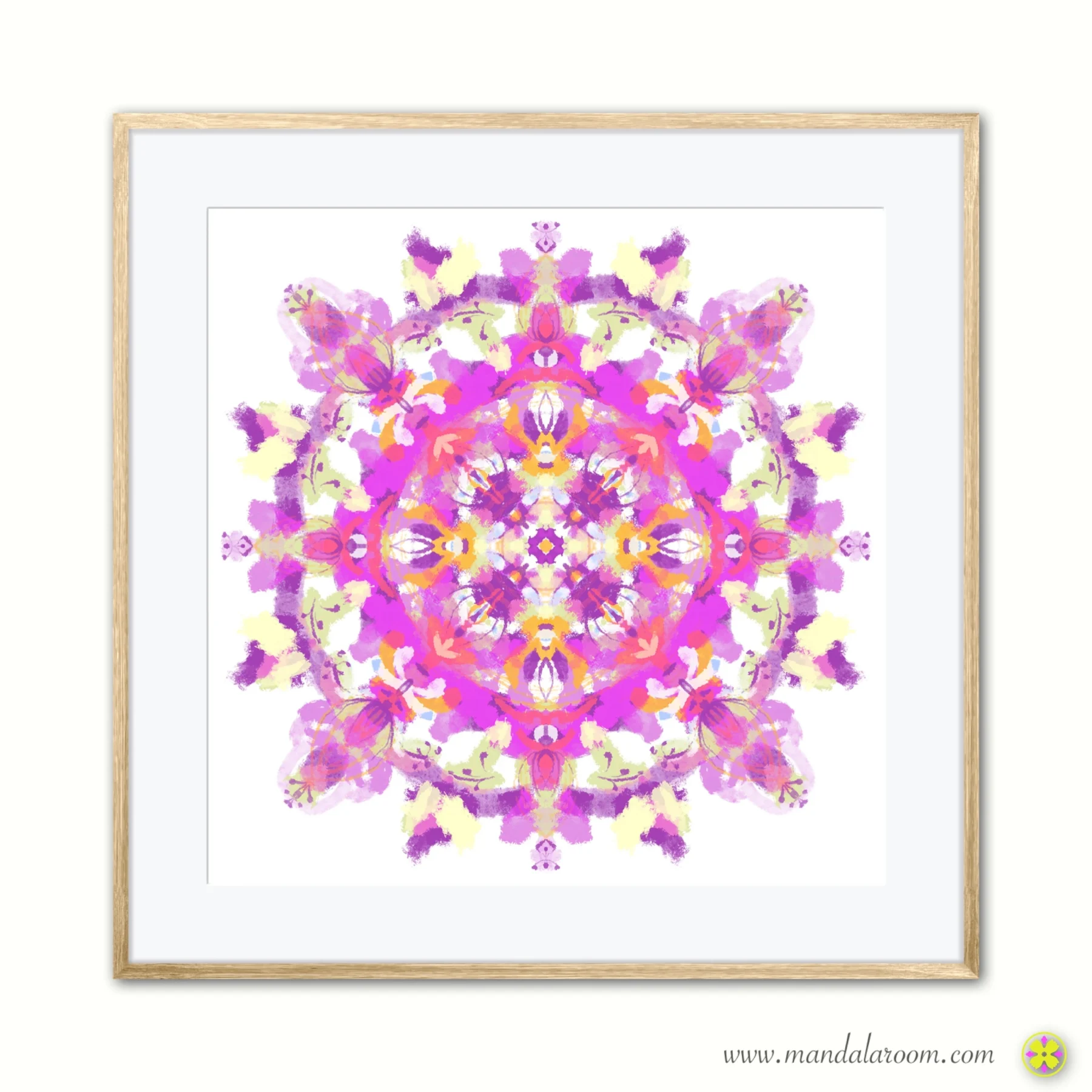 mandala wall decor in pink framed