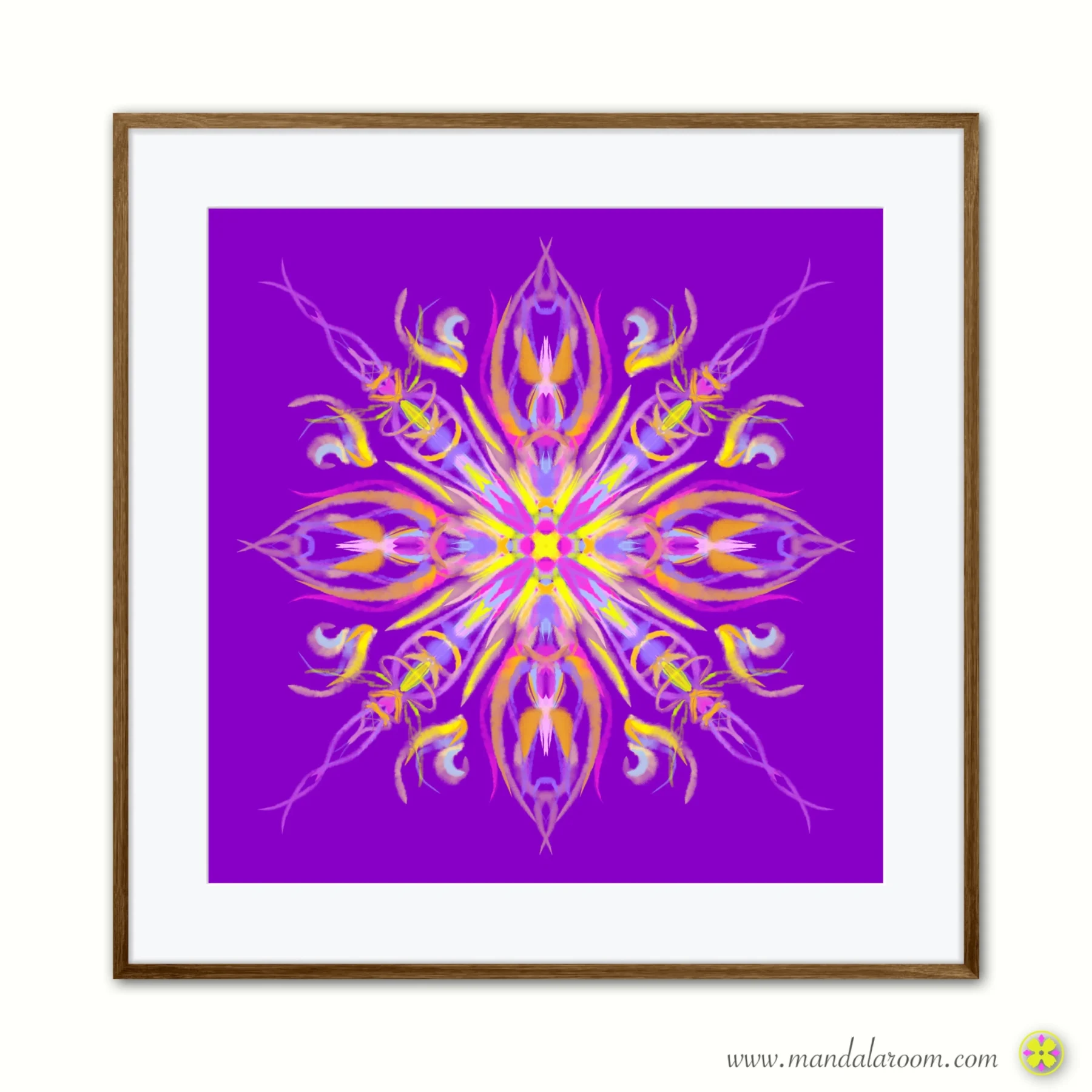 colorful mandala painting art print in purple yellow pink and blue