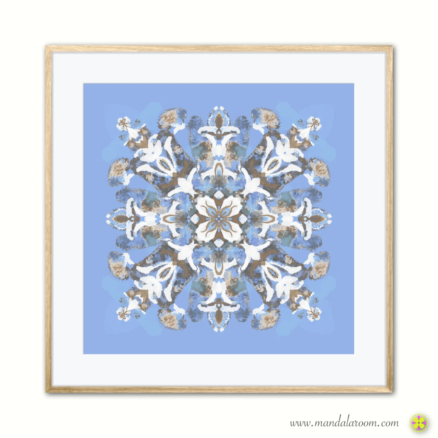 Colorful mandala wall art print in blue