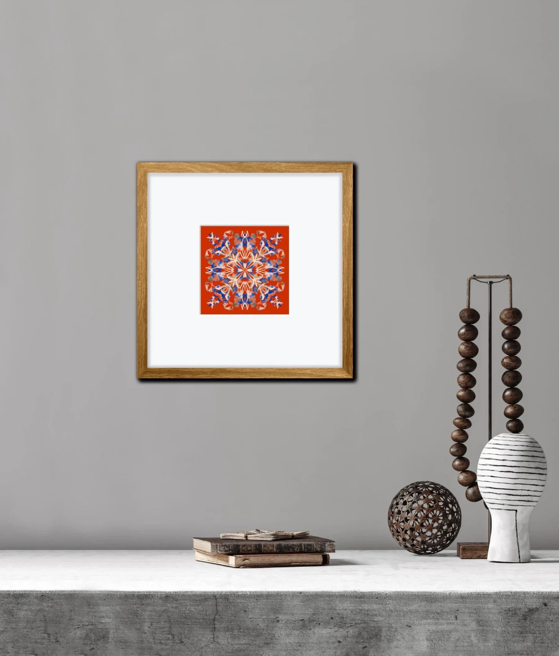 mandala painting in frame with home decors