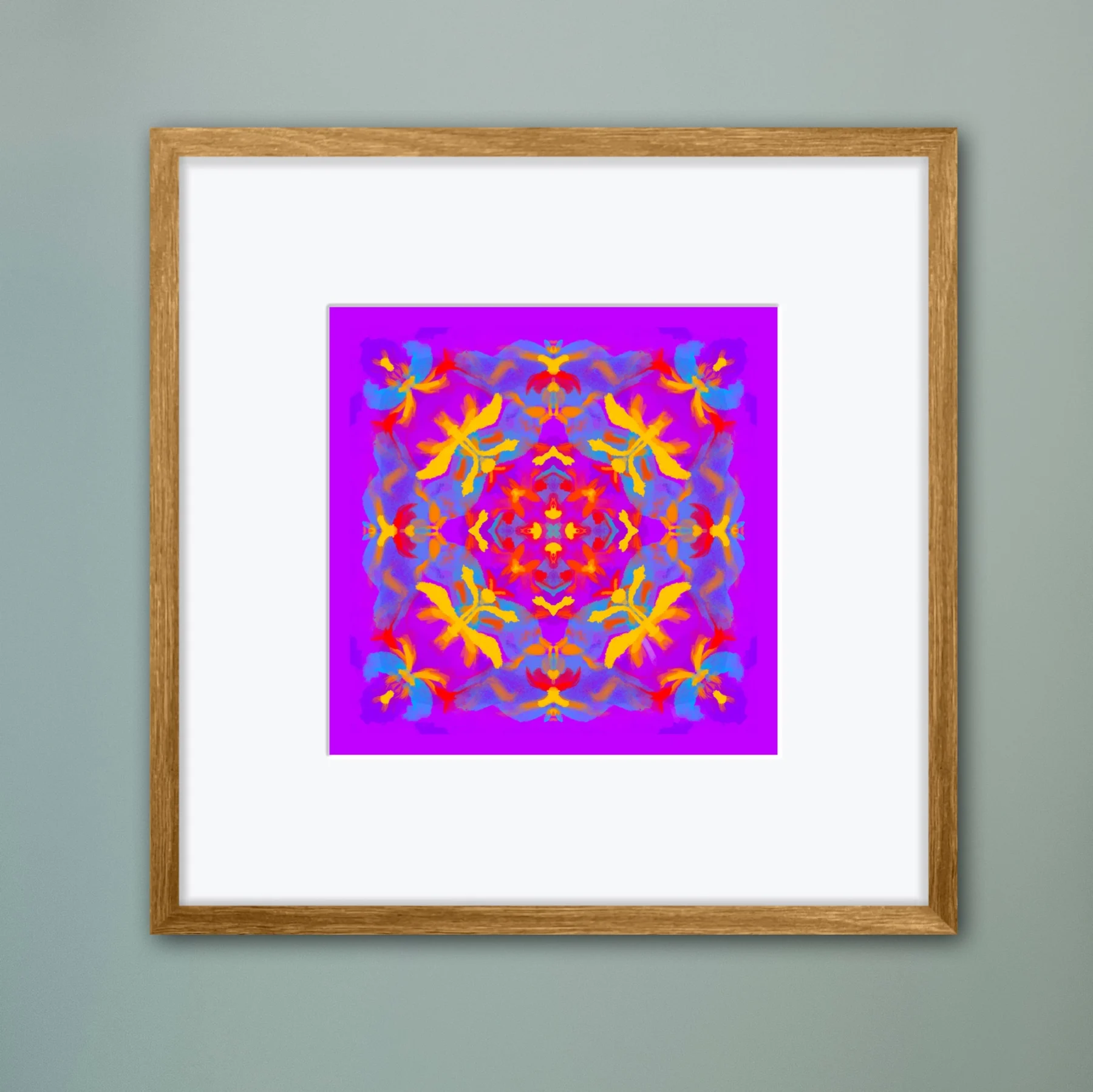 Colorful mandala painting in frame