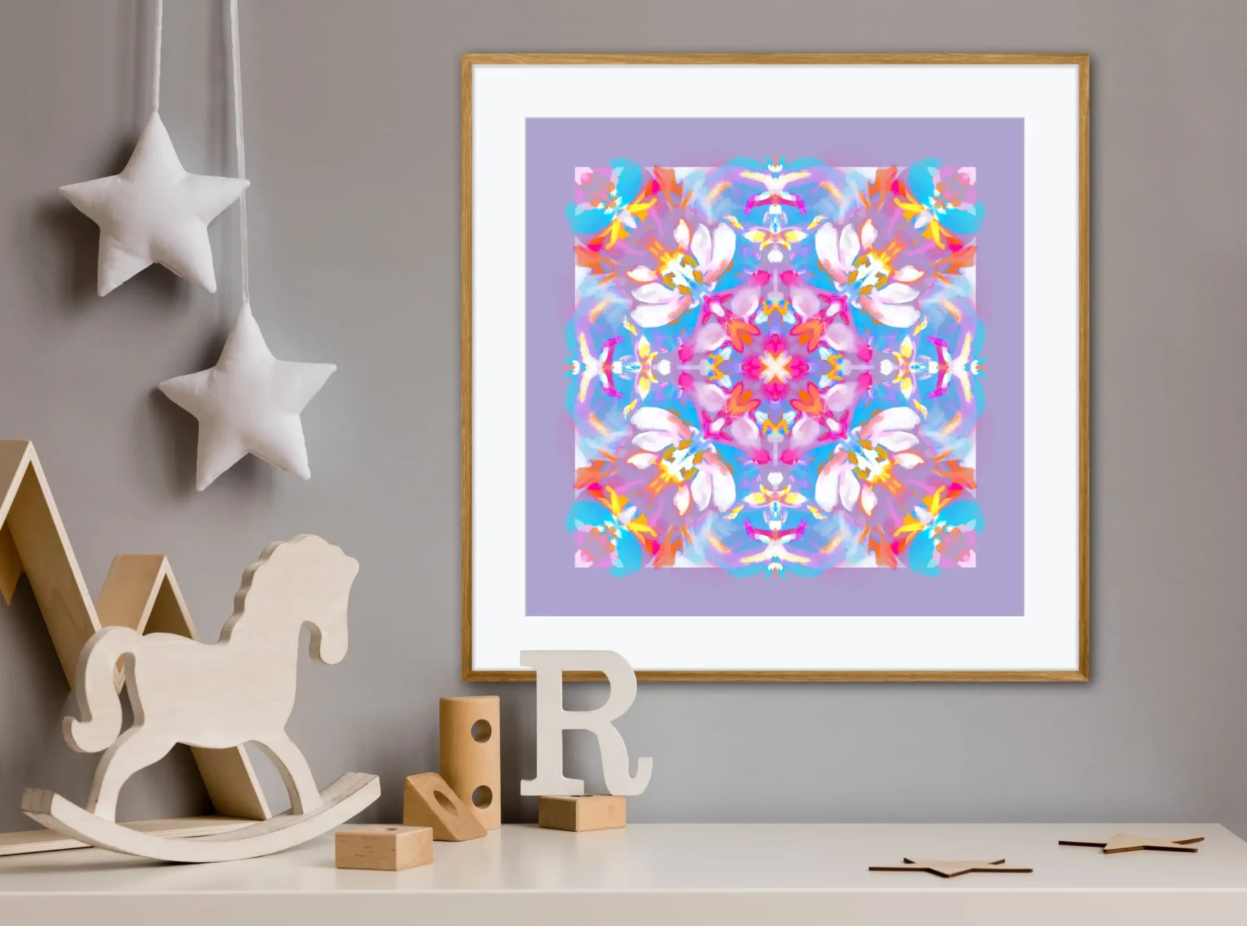 Colorful mandala painting art print for home decor by Mandala Room