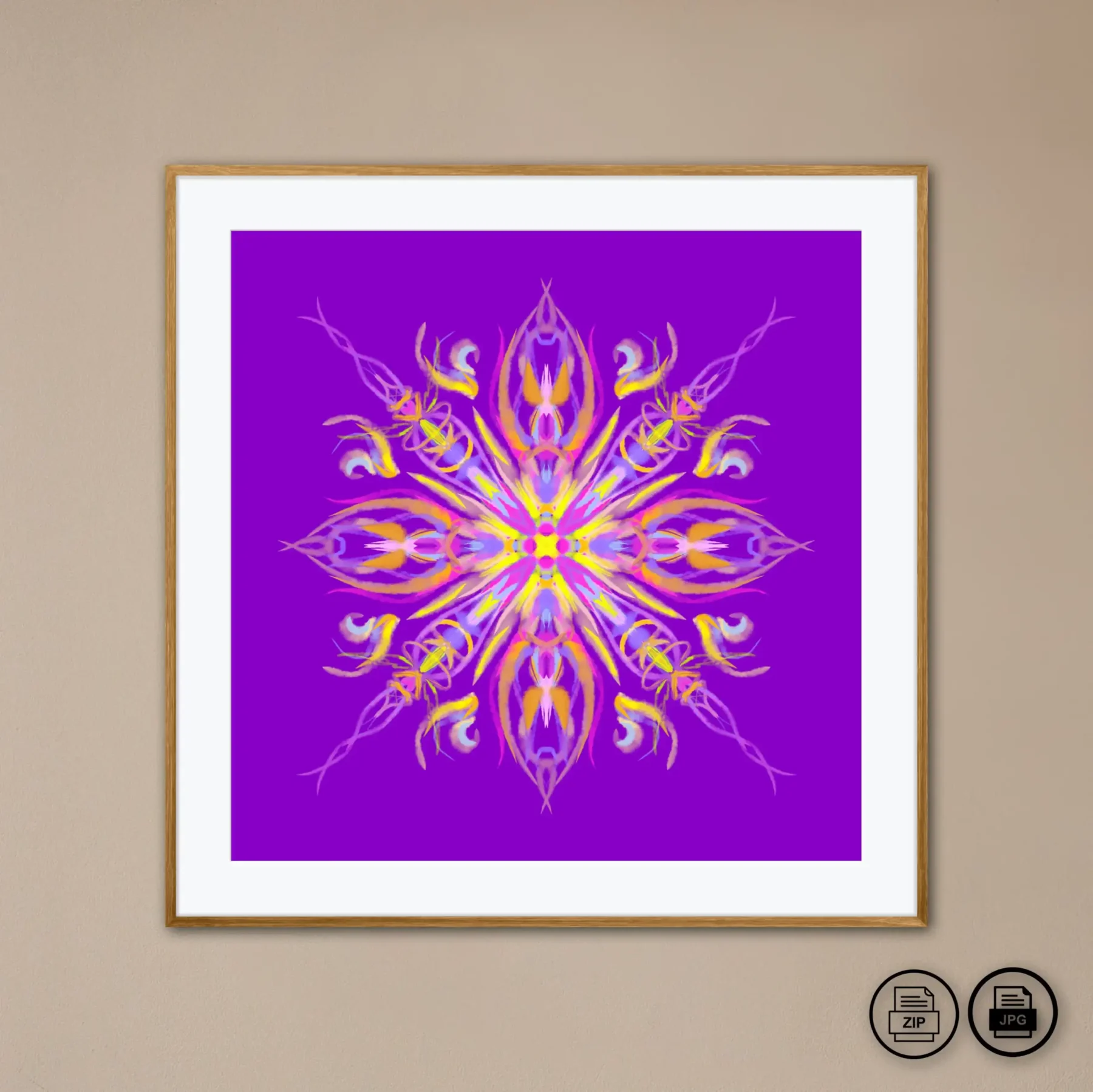 Instant printable mandala wall art painting image for unique home decor by Mandala Room