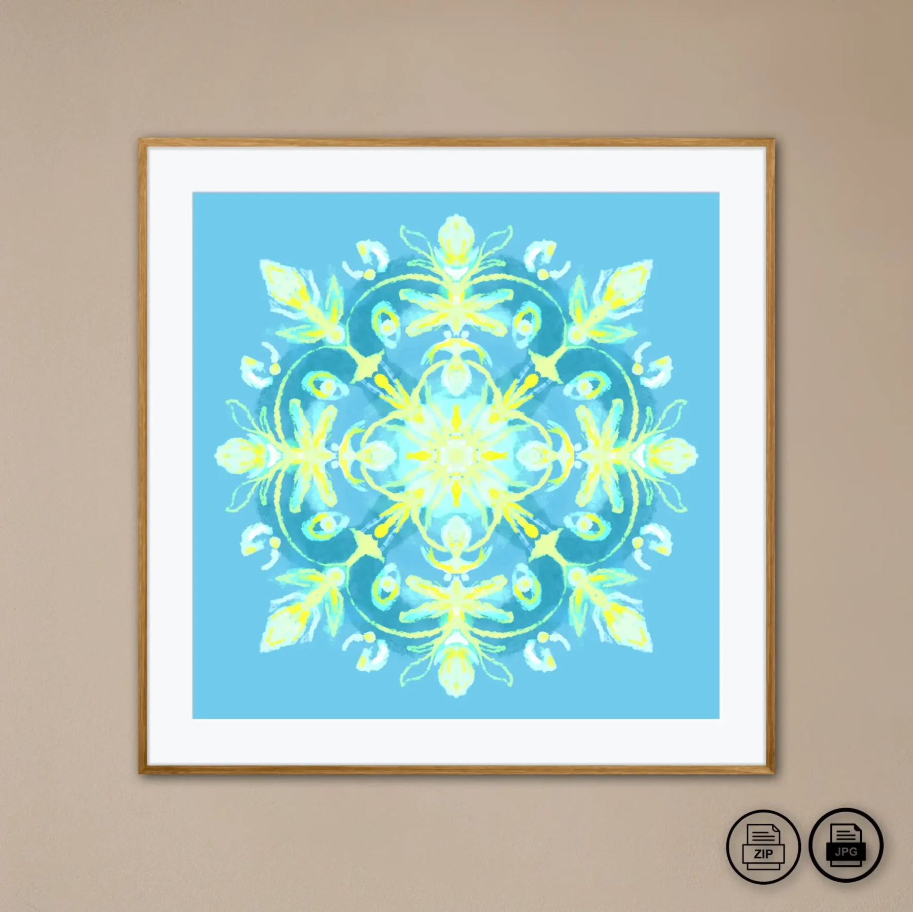 Downloadable printable mandala painting Printable wall art decor with colorful mandala by Mandala Room