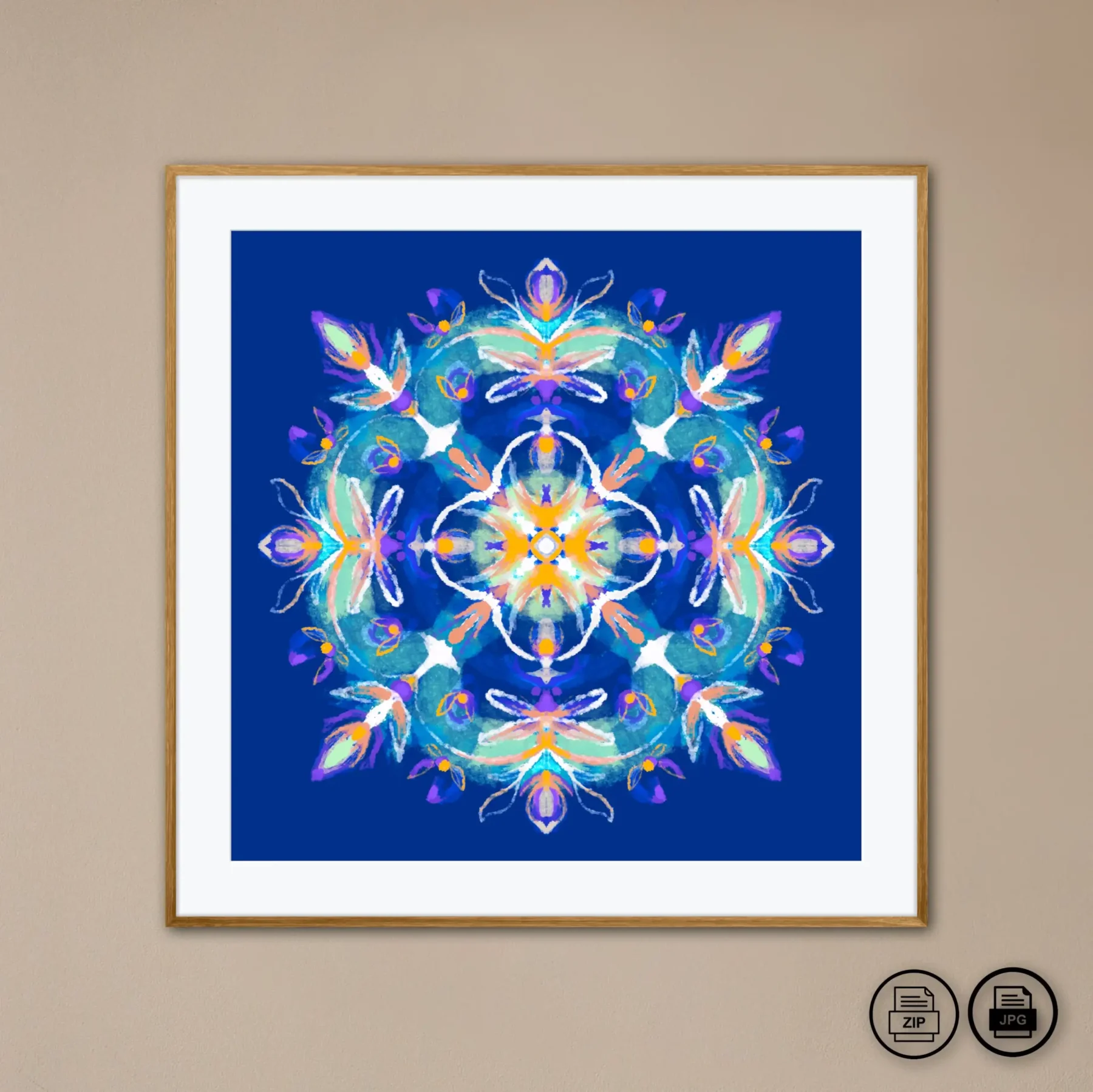 Downloadable printable mandala painting Printable wall art decor with colorful mandala by Mandala Room
