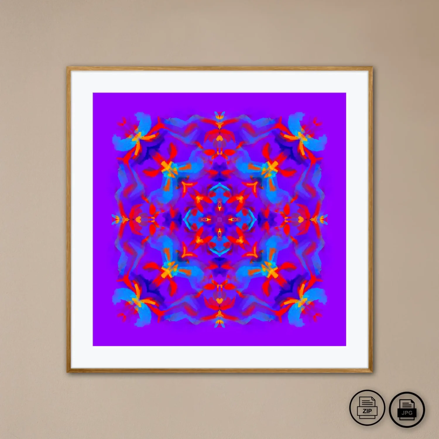 Printable purple mandala art painting image for home decor by Mandala Room