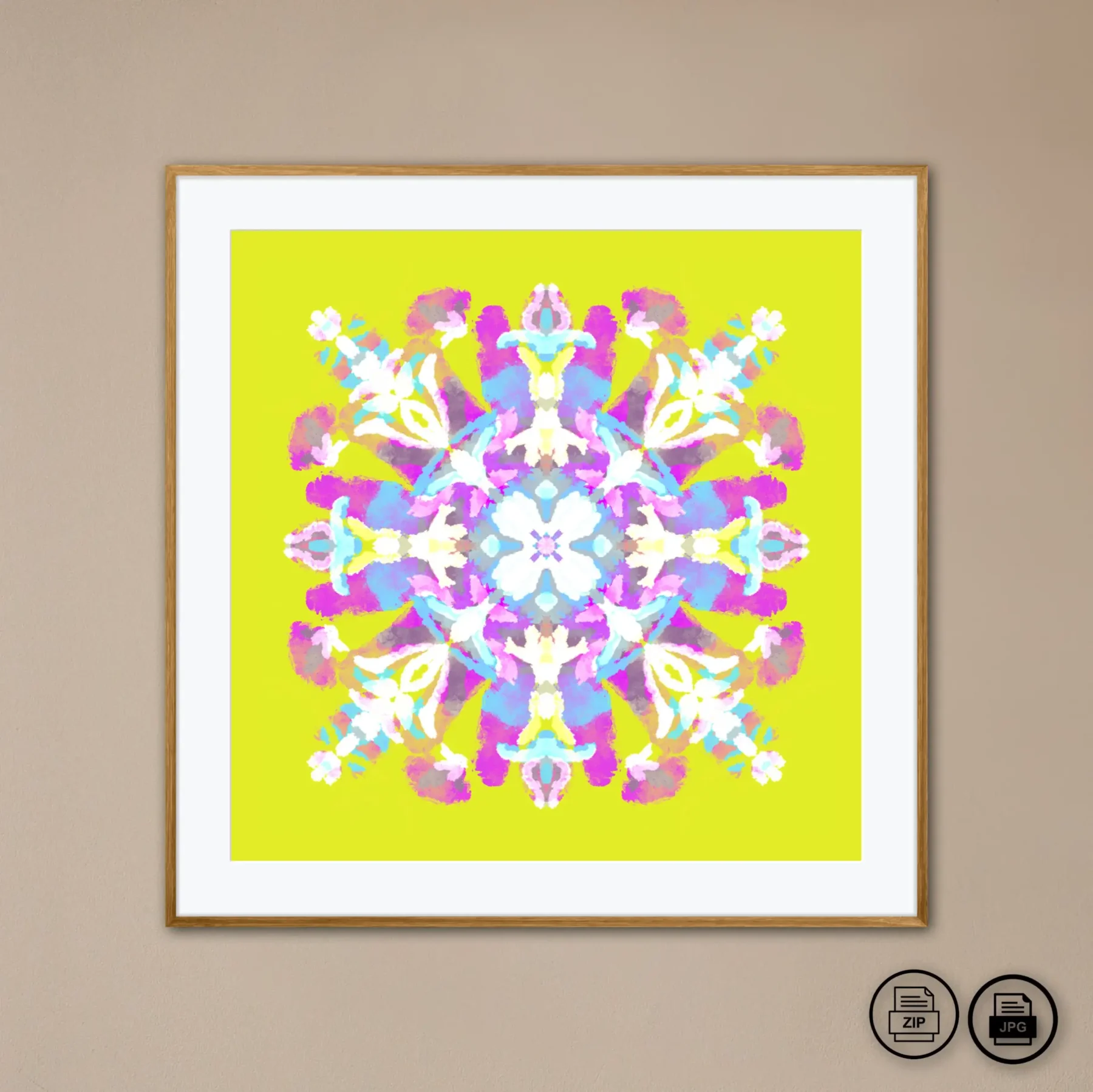 Printable colorful mandala art painting image for home decor by Mandala Room