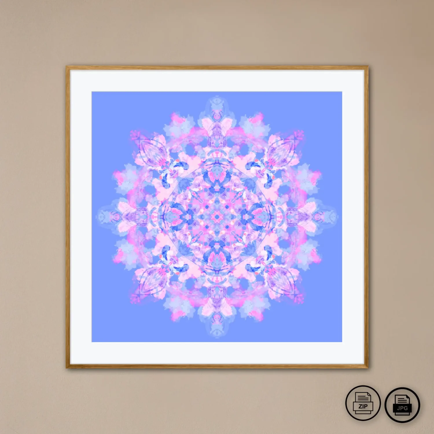 Printable romantic mandala art painting image for home decor by Mandala Room