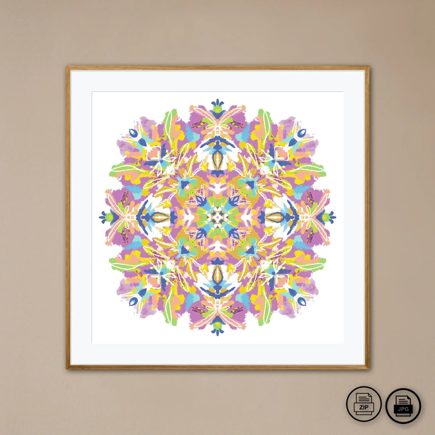 Downloadable printable mandala painting Printable wall art decor with colorful mandala by Mandala Room
