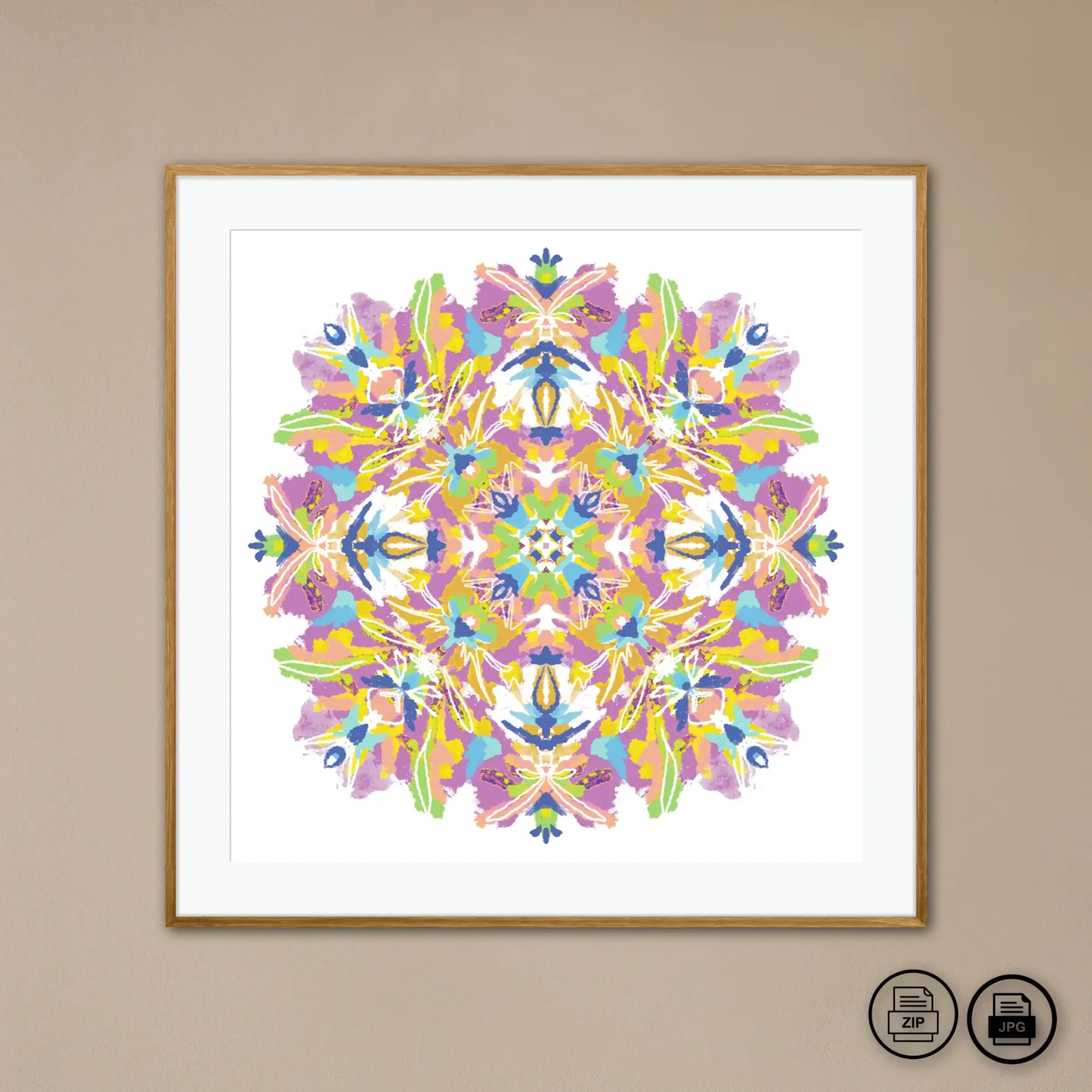 Downloadable printable mandala painting Printable wall art decor with colorful mandala by Mandala Room