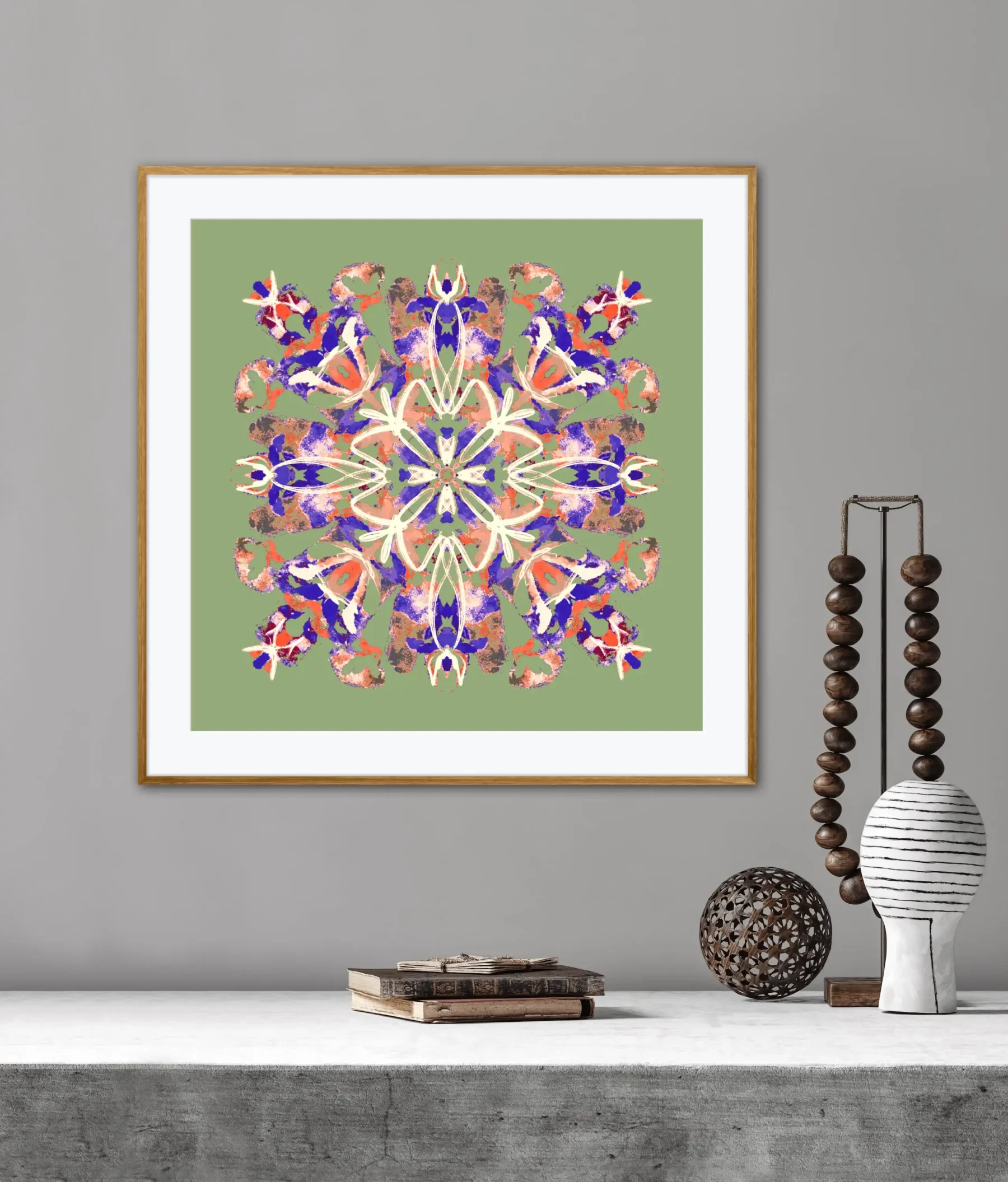 Colorful mandala painting art print for home decor by Mandala Room