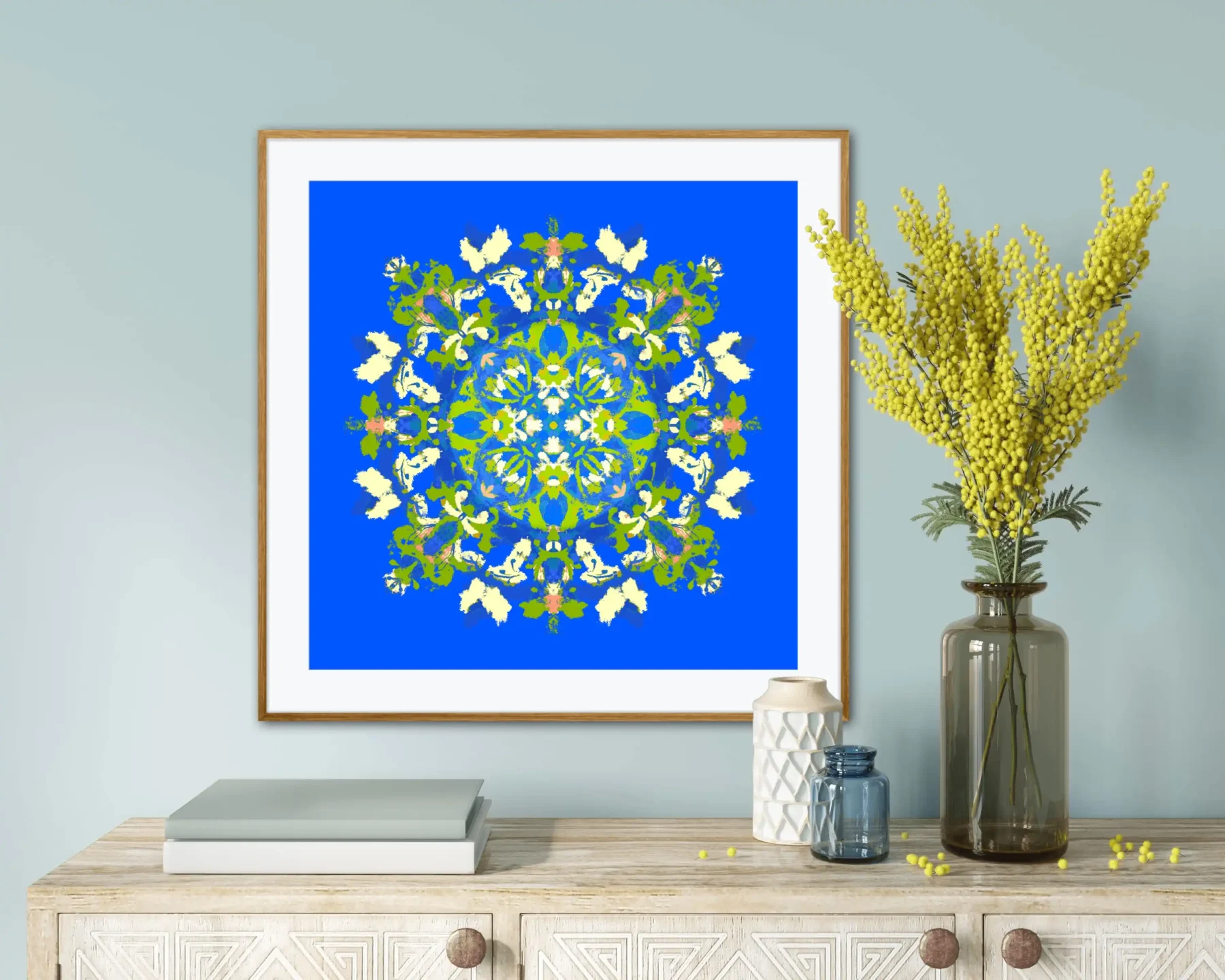 Colorful mandala painting art print for home decor by Mandala Room