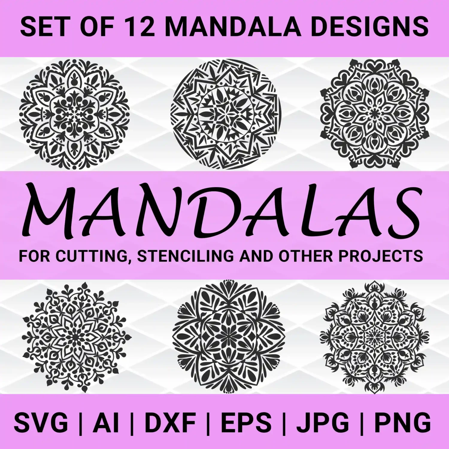 Set of SVG mandala cutting files for cricut, stenciling and vinyl cutter
